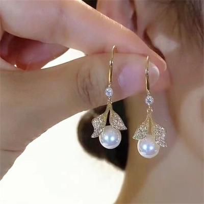 Boucles d'oreilles pendantes en strass et perles, style urbain, mode coréenne, bijoux, cadeau