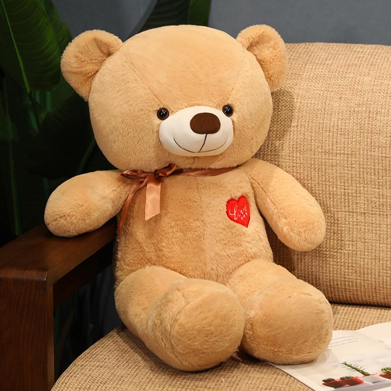 Adorable Bow Love Heart Teddy Bear Plush Toy Cute Soft Stuffed Animals Bears Doll Girls Hug Pillow for Lovers Valentine Gifts