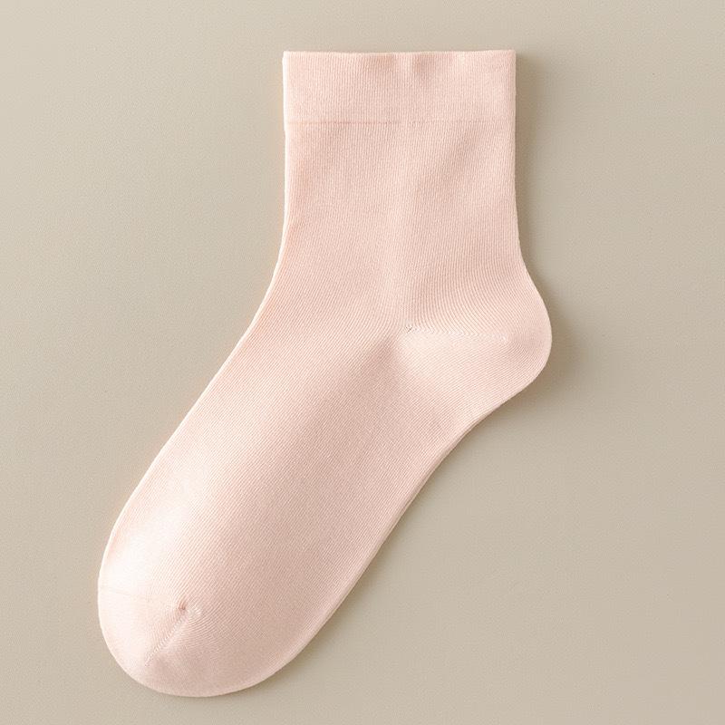 Women's Spring and Summer Thin, Solid-color, Pure Cotton, Versatile Mid-calf Socks, Boneless, Comfortable Postpartum Socks, Trendy Short Socks