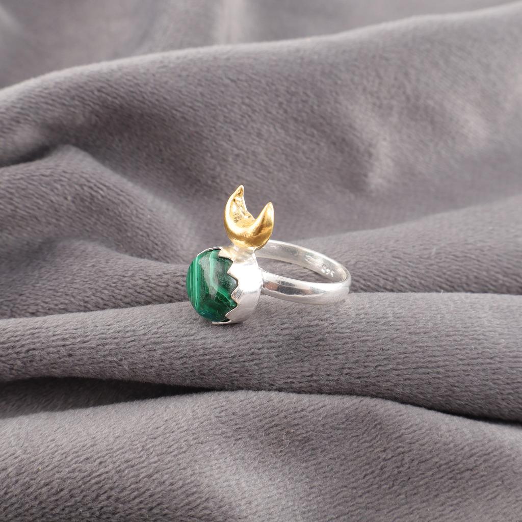 AAA+ Malachite Gemstone Ring Jewelry, 925 Solid Sterling Silver Ring Jewelry, Handmade Artisan Jewelry For Wedding Gift
