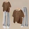 College Style Suit Women's Summer Cotton Short-sleeved T-shirt Sports Trousers Two-piece Suit