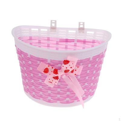 Children's Basket Bag Handlebar Bowknot Loop Decoration for Girls , Pink
