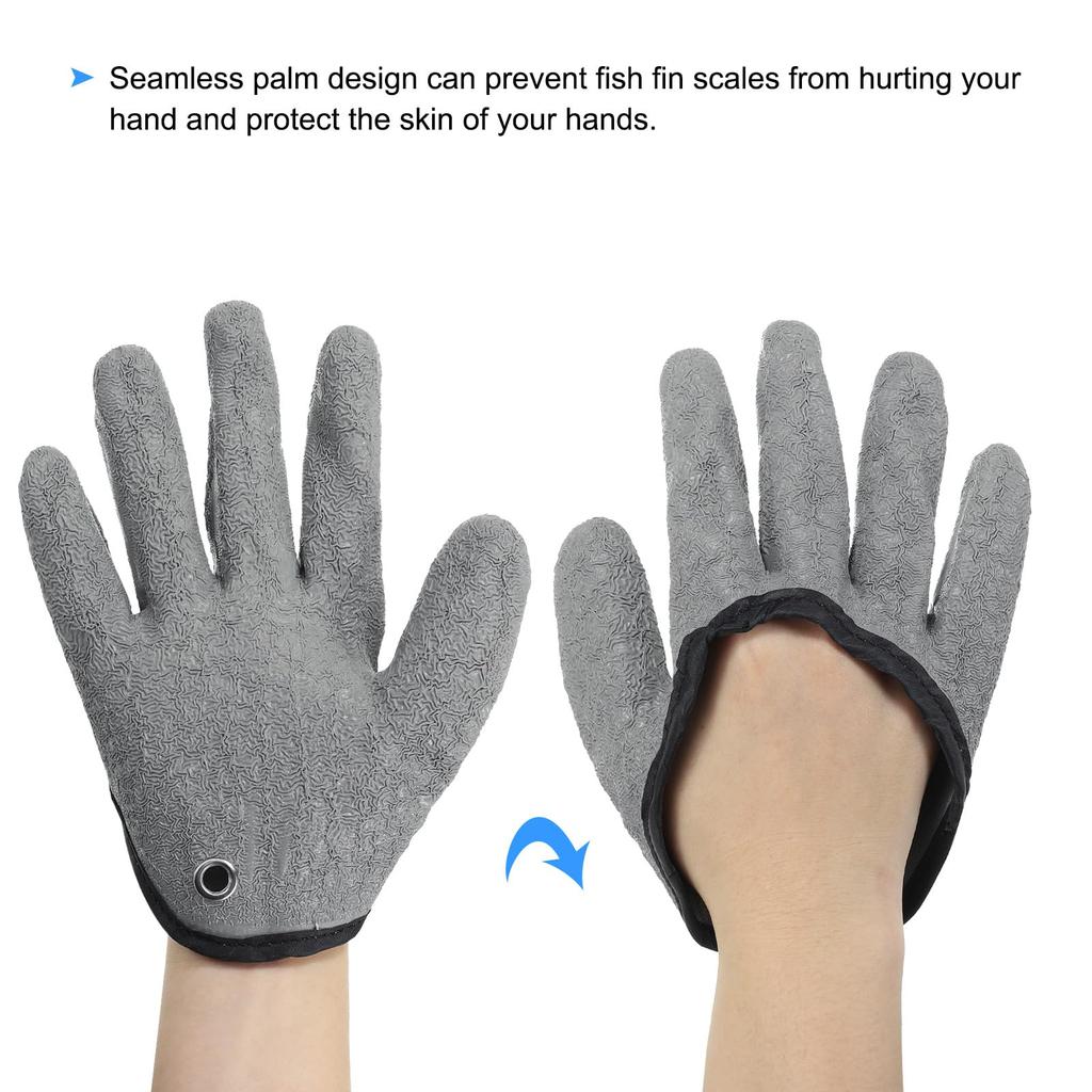 PATIKIL 1 Pair Fishing Gloves with Magnetic Fisherman Professional Catch Fish Fillet Gloves with Towel for Catching Gray Release, Gloves, Non-Slip