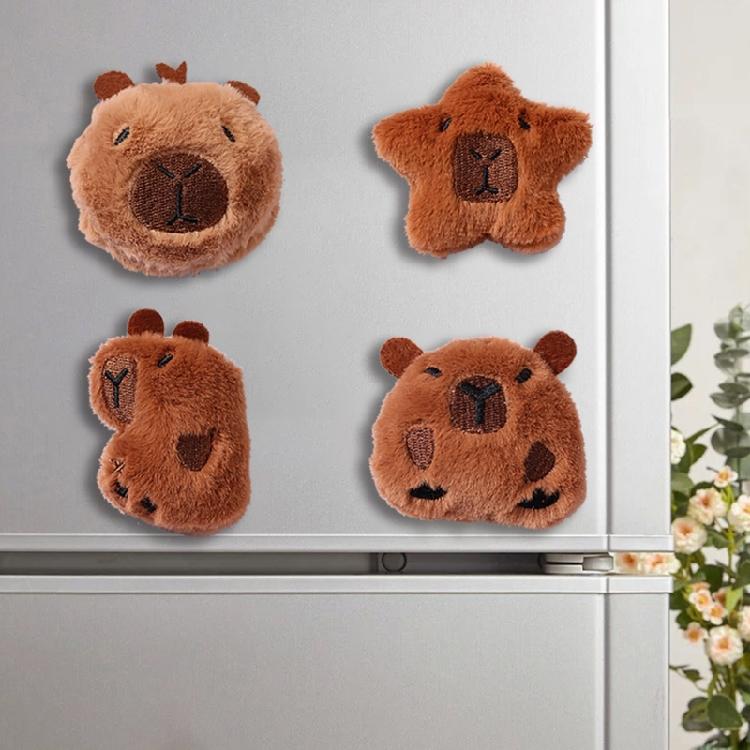 4 Stück Cartoon Capybara Plüschtier Kühlschrankmagnete Tierpuppen Kreativer Kühlschrank-Magnetaufkleber Küchendekoration
