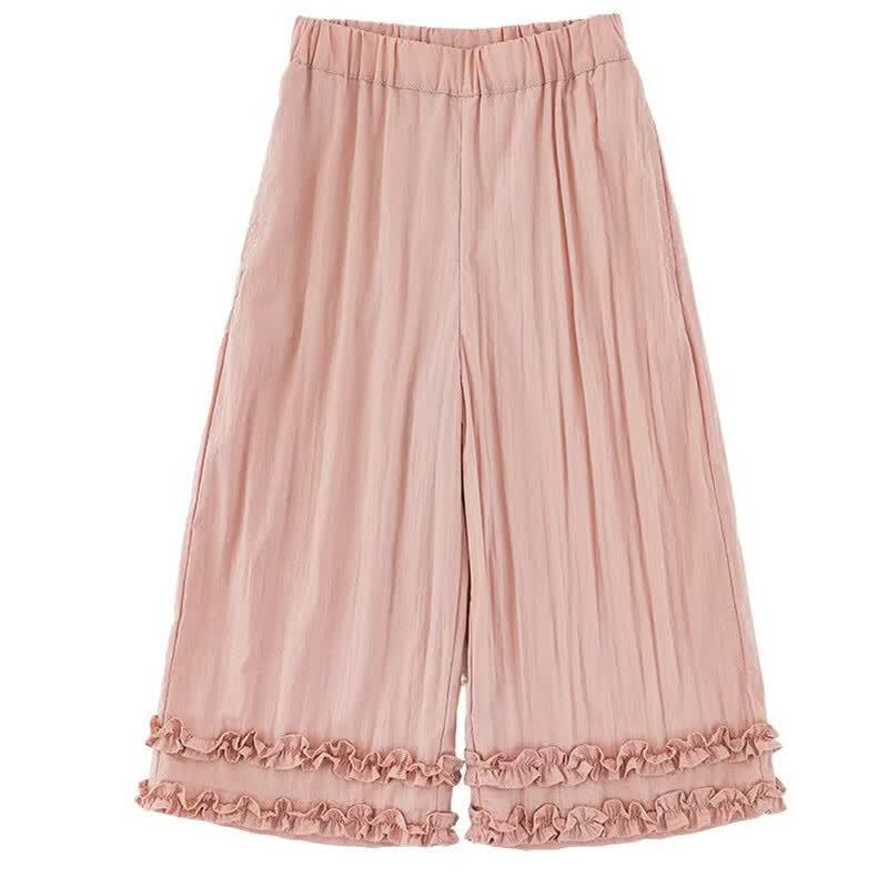 Girls Summer Sweet Sleeveless Top & Wide-Leg Pants Set 120 cm