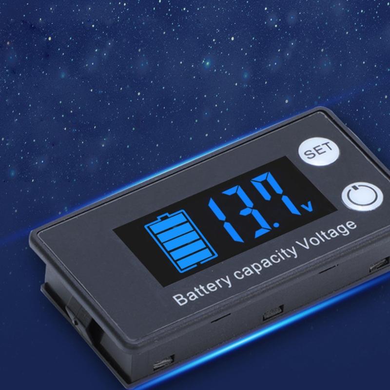 Battery Capacity Indicator Voltage Meter with LCD Display Backlight Waterproof Monitor Gauge Digital Voltmeter Meter