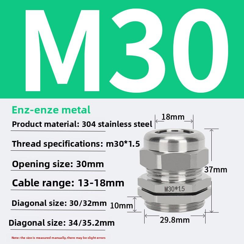 1Pcs Waterproof Cable Gland 304 Stainless Steel Glands IP68 PG7 PG9 M12 M16 Metal Joint PG13.5 M20*1.5 Cable Fixing Seal Joint