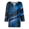 Women's Fashion Button V-Neck Seven Sleeve Geometric Gradient Casual Top