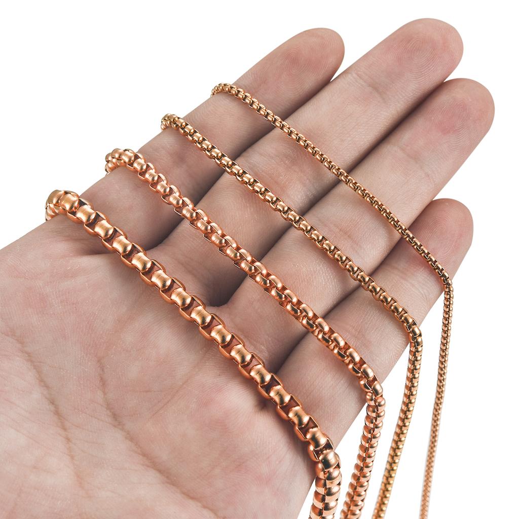 2/3/4/5mm Klasyczny Męski Stal Nierdzewna Rolo Kwadratowy Sześcian Łańcuszek Naszyjnik dla Mężczyzn Kobiet Posrebrzany Różowym Złotem Choker Metalowa Biżuteria