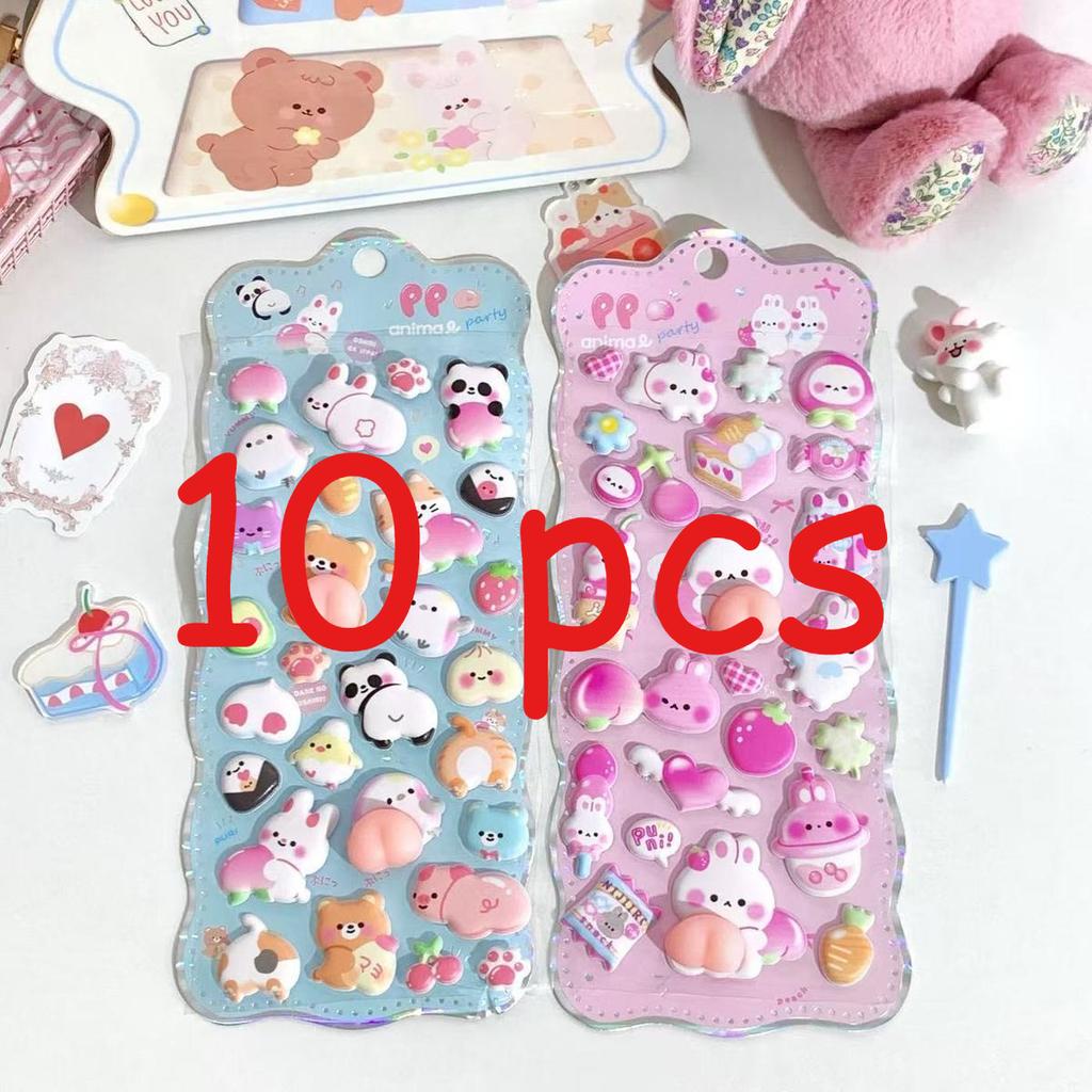 Cute Cartoon Bunny 3D Foam Stickers DIY Scrapbook Craft Decor Stickers Self-Adhesive Album Notebook Phone Case Stress Relief Toy