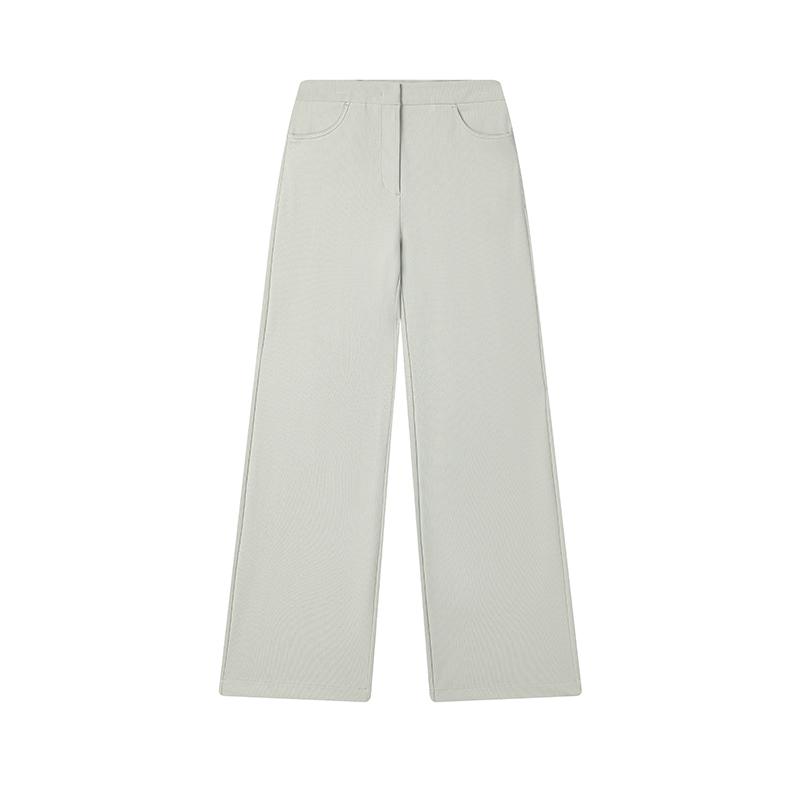 Fila Emerald Series Simple Daily Solid Color Basic Comfortable Versatile Fashionable Knitted Wide Leg Casual Pants Women Bottoms F11W514604FLK