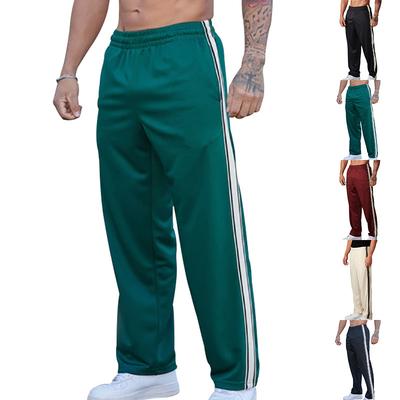 New Style Striped Men's Straight-Leg Trousers Relaxed-Fit Sports Long Trousers Casual Trousers