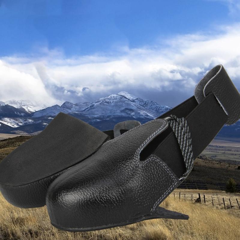 1 Pair Safety Shoe Covers Steel Toe Caps Protective Footwear Attachments Unisex Leather Overshoes for Factory Visitors