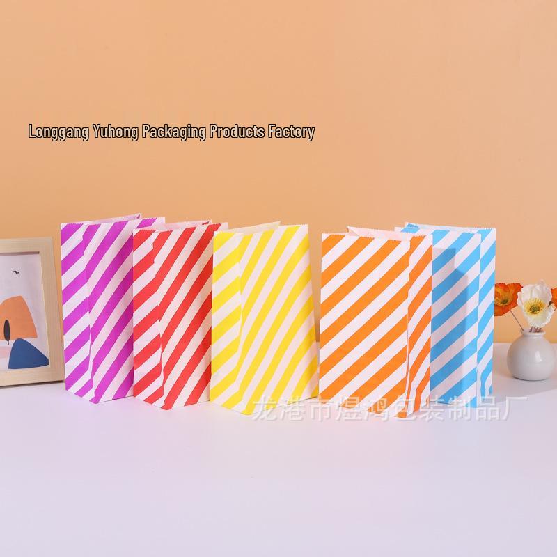 Colorful Minimalist Kraft Paper Bags for Baking Snacks and Children's Gifts