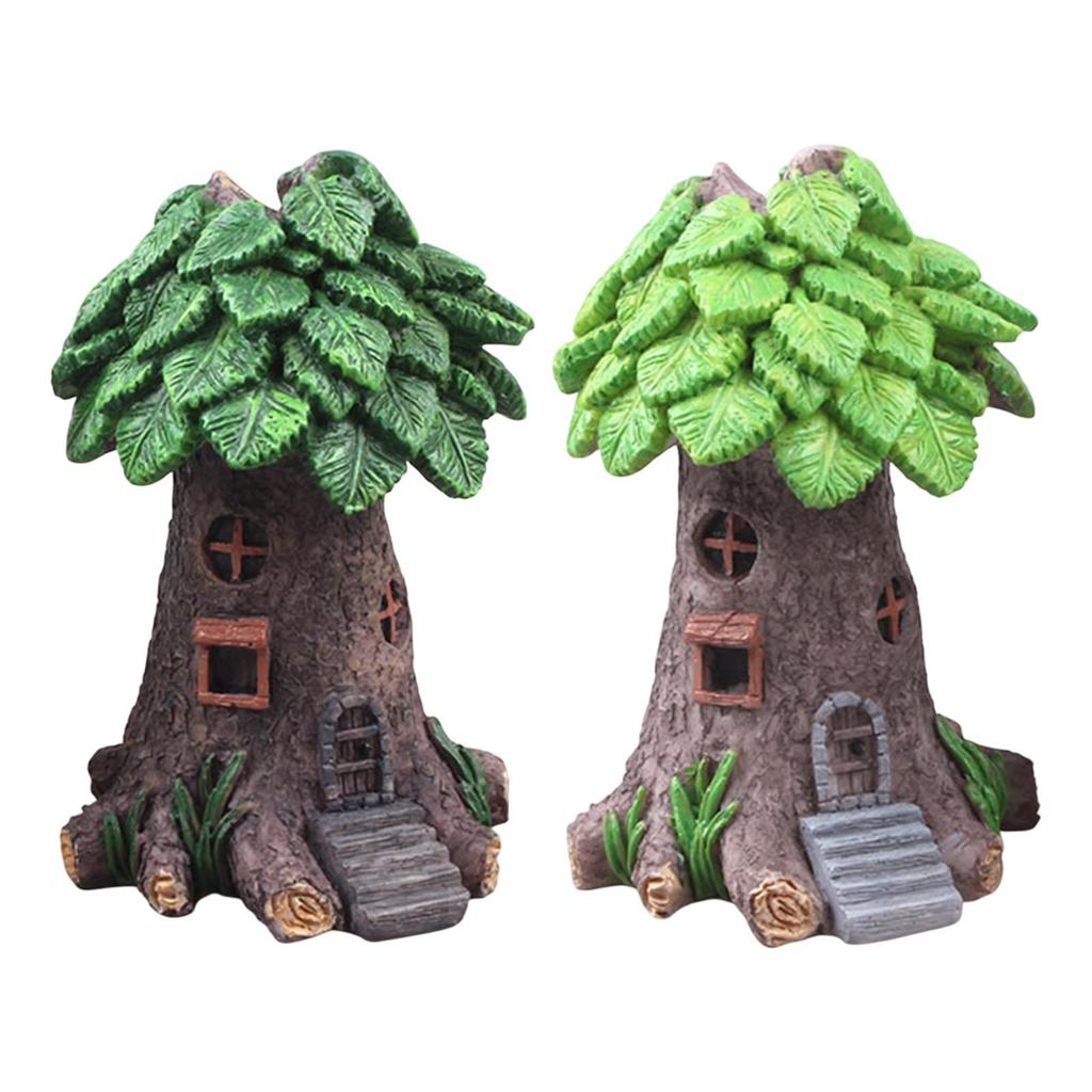 Creative Tree Fairy House Statue Resin Mini Aquarium Decoration for Fish Tank Ornaments and Nursery Aquariums