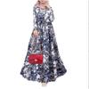 Rochie lungă de mărime mare, lungă, cu imprimeu retro, pentru femei