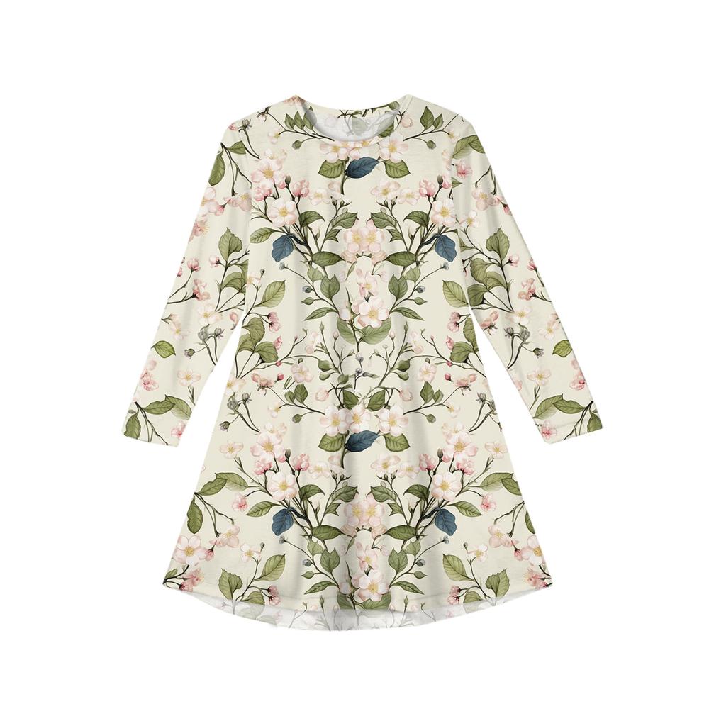 Girls' Long Sleeve Dress - Color Pocket Dress