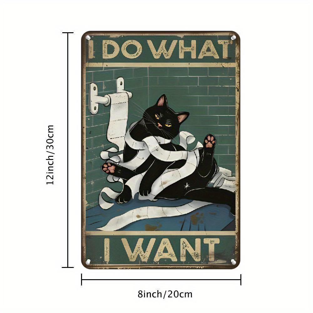 

pc Black Cat Metal Sign Wall Art Decor for Bathroom Rustic Home Bath Accessory x Inches 20x30cm（7.8x11.8inch）