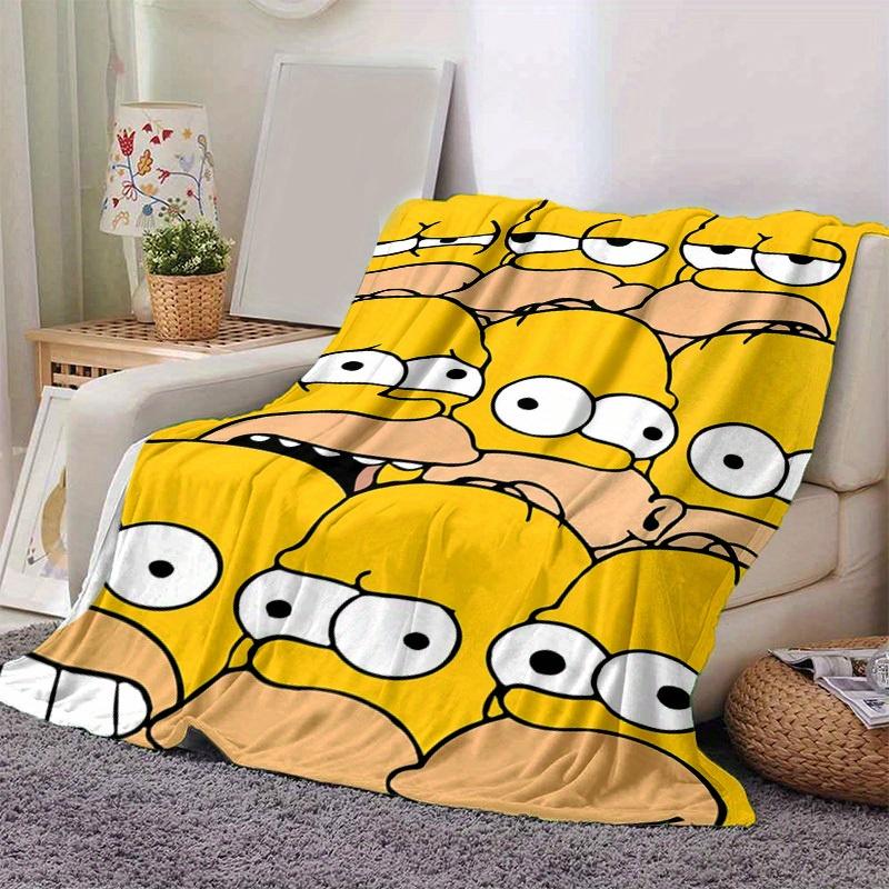 Manta de Dibujos Animados Los Simpsons, Manta Cálida Linda de Felpa Corta, Decoración del Hogar para Sala de Estar Sofá Cuatro Estaciones Viaje