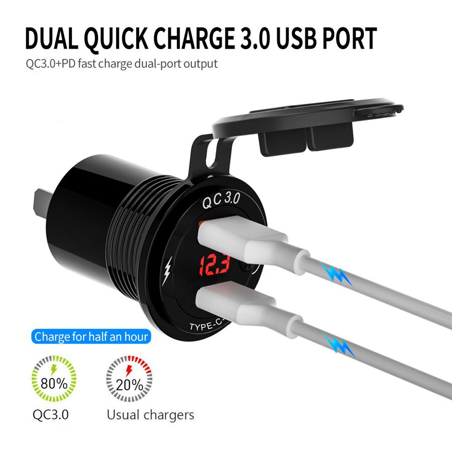 Fast Charge USB+Type-C Charger (60cm Line)