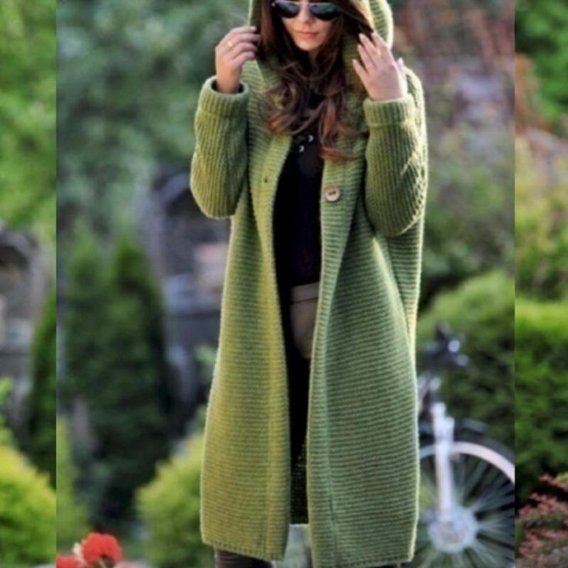 Neuer Damen-Cardigan mit Kapuze für Herbst und Winter, langärmliger Pullover, warm, große Größe, Pendler-Temperament, lange Damenbekleidung