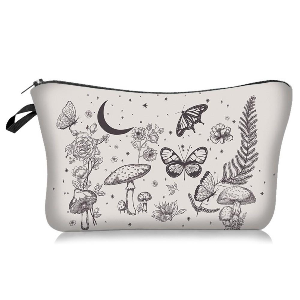 Creative Moon Phase Print Cosmetic Bag Large Capacity Ultralight Makeup Organizer Portable with Zipper Toiletry Bag