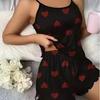Hot Sale European and American Summer Women's Pajamas Two-piece Set Sexy Casual Suspender Vest Shorts Loungewear