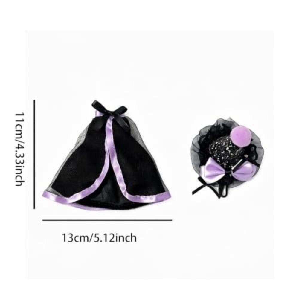 1 Set Cloak Design Mini Doll Dress-Up Witch Theme Halloween Creative Costume  Halloween Party Decor
