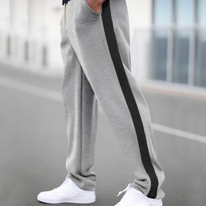 

Fashion Casual Sports Men s Autumn Loose Spelling Stripe Straight Wide-leg Trousers M серый