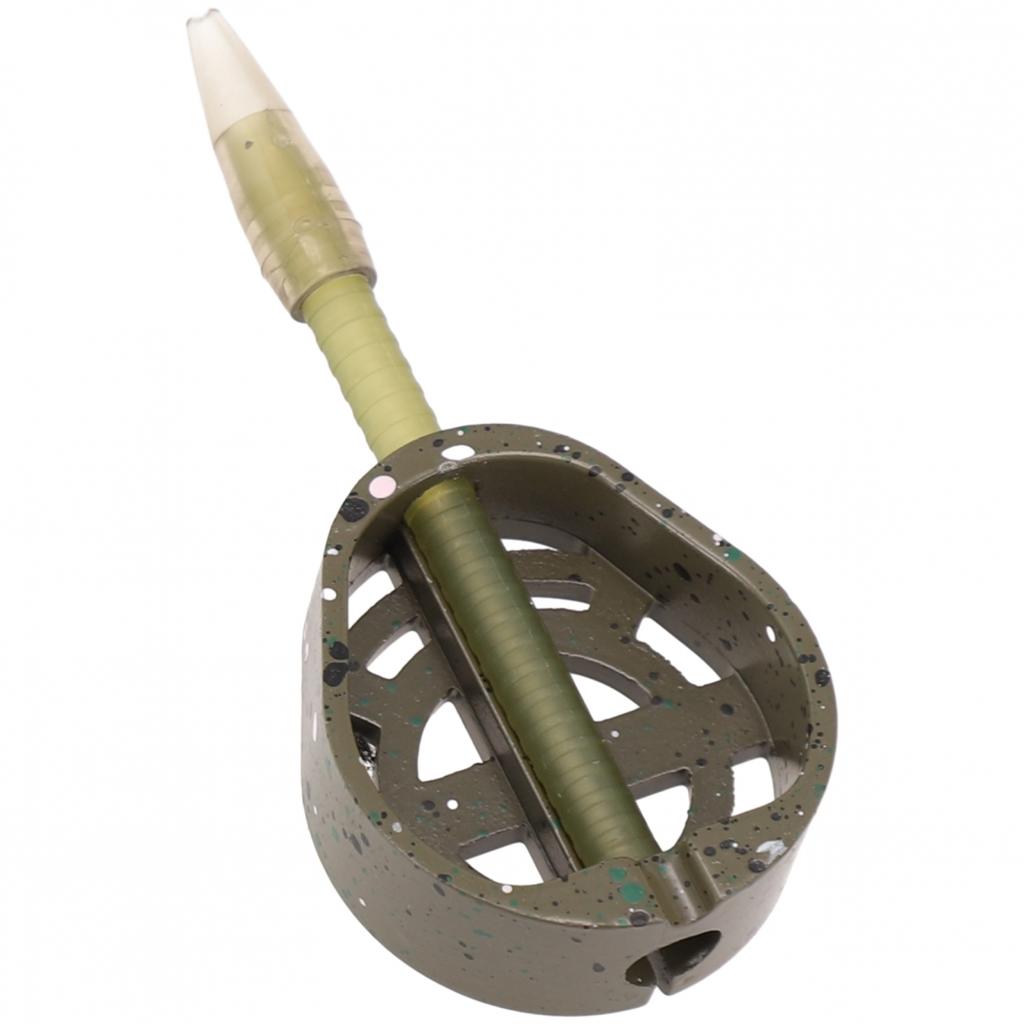 1pc Fishing Feeder Thrower Fish Tackle Green / Brown