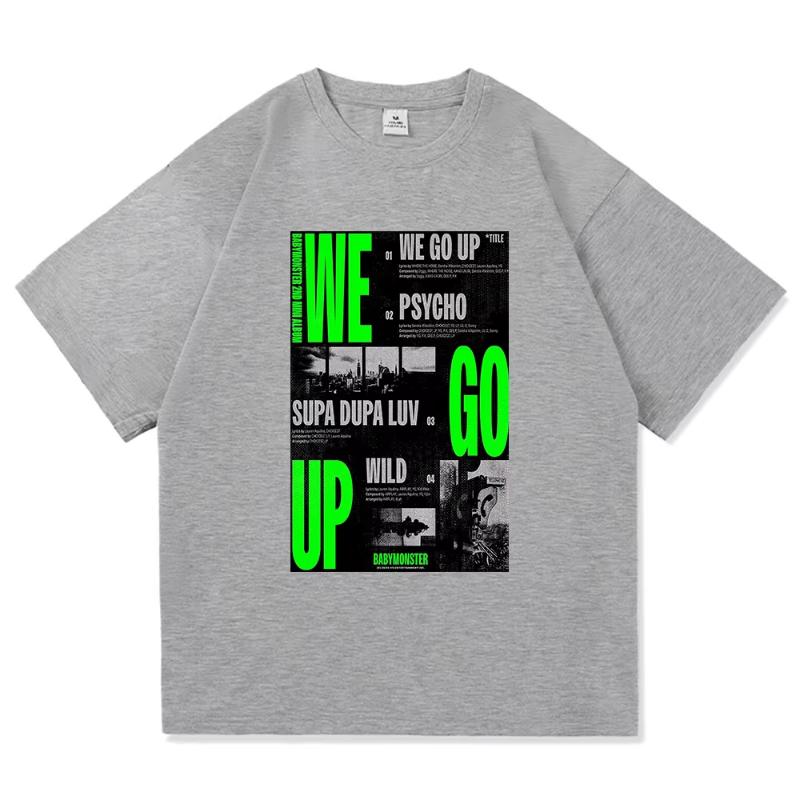 Babymonster Album We Go Up TShirt 2025 Retro UnisexWomen Clothing Vintage Harajuku High Quality Tops for Fans Gifts Cotton TShirts
