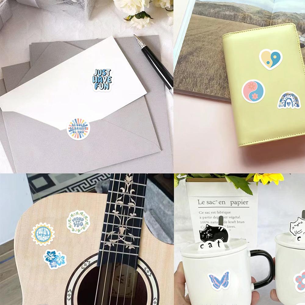 500 Pictures/roll Roll Tape Ins Style Blue Cartoon Sticker Hand Account Material Envelope Seal Sticker