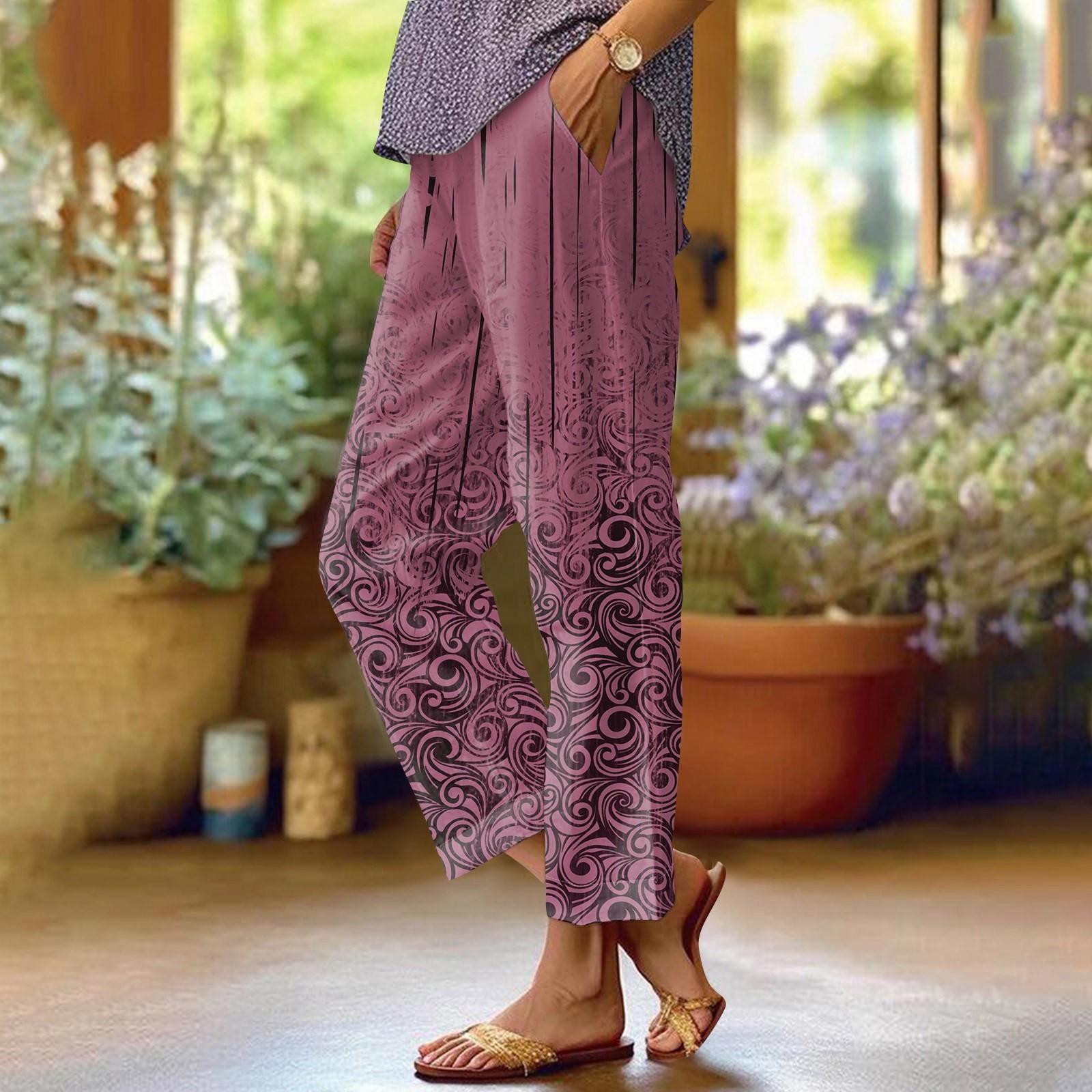 

Женские повседневные брюки с модными карманами и эластичной резинкой на талии XL