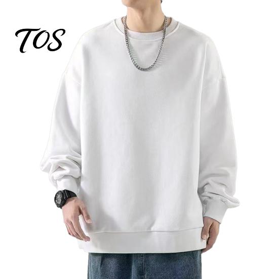 Atmungsaktive Trainingsbekleidung Herren Langarm-Sweatshirt, Locker geschnittener Pullover, Unifarbenes Outdoor-Reisekleidungsstück mit Rundhalsausschnitt für