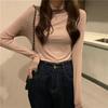 Women Bottoming Top Slim Fit Long Sleeve Half Turtleneck High Elasticity Pullover Keep Warm Solid Color Autumn Winter Lady Bottomed