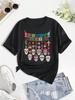 Day Of Dead Print Crew Neck T-shirt, Casual Short Sleeve Top For Spring & Summer, Women's Clothing