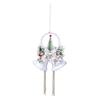 Christmas White Bell Ornament Vintage Rustic Jingle Bell Door Hanger with Artificial Flocking Tree Xmas Hanging Decoration for Holiday Tree Home Decor