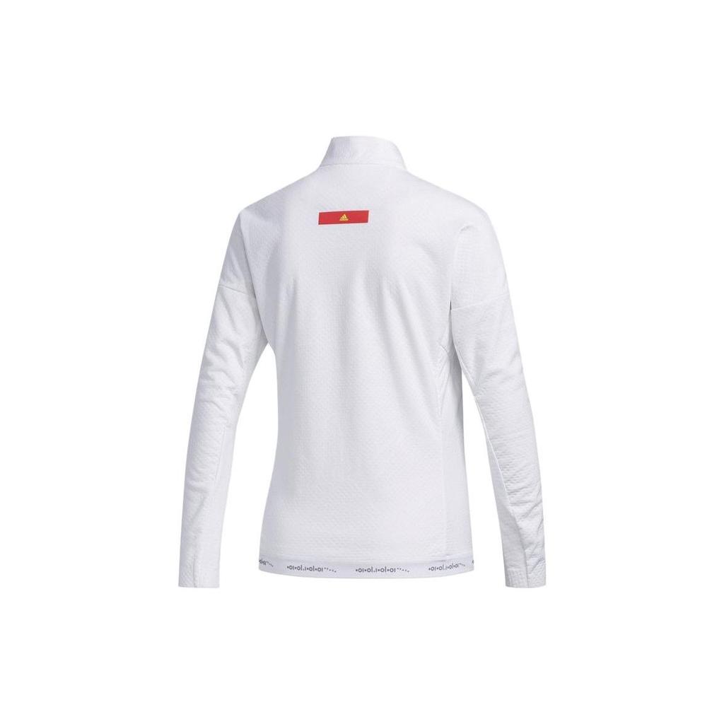 adidas Logo Potlač Písmen Vysoký Golier Dlhý Rukáv Bunda Dámska Bunda Biela FJ3852