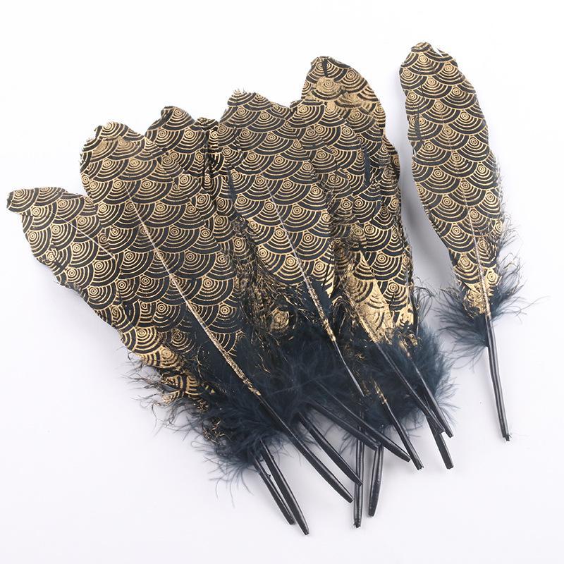 DIY Feather Jewelry Accessories: Large Floating Gold Feather, Small Straight Knife, Spray Gold Gradient Feather