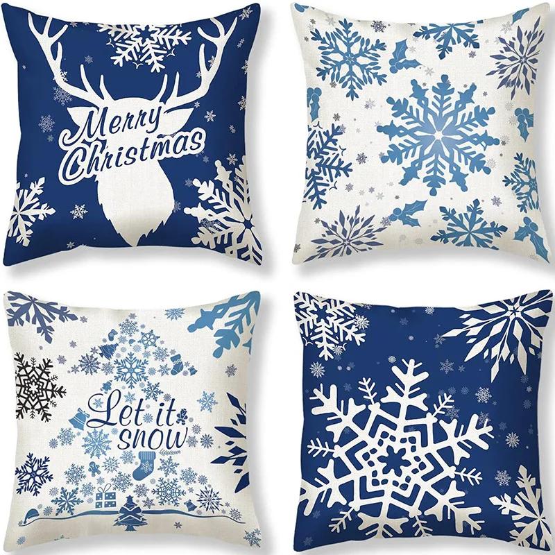 Winter Series Christmas Eve Linen Pillowcase Home Living Room Sofa Bedroom Cushion
