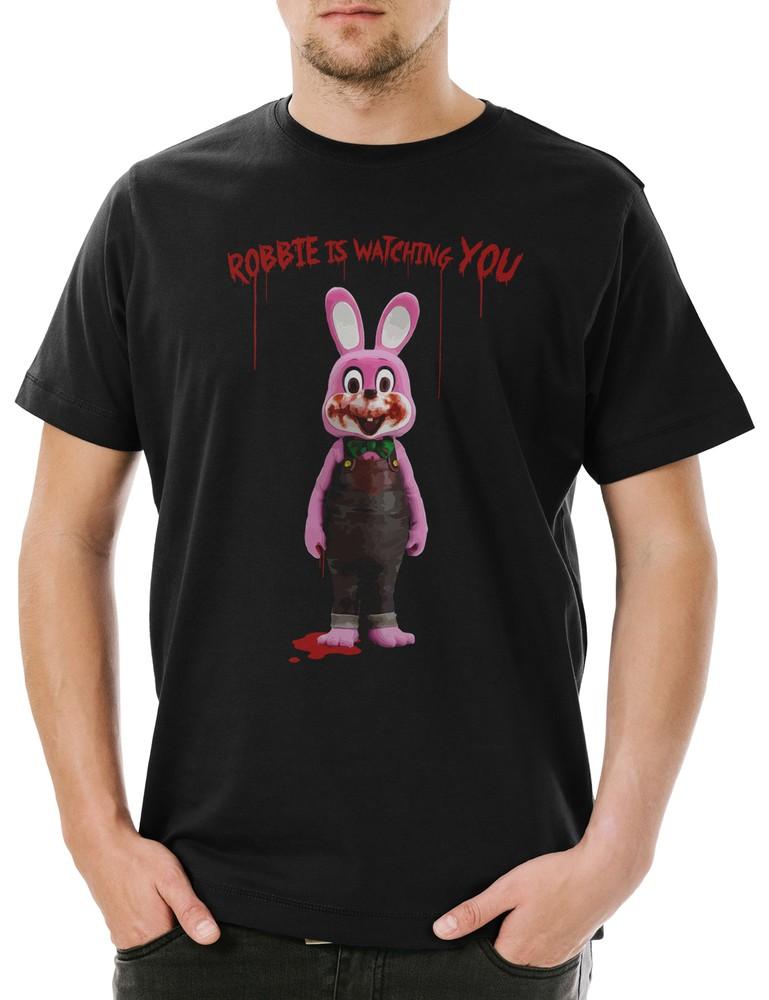 

Robbie The Evil Rabbit Men s T-Shirt Silent Horror Resident Hill Evil White L