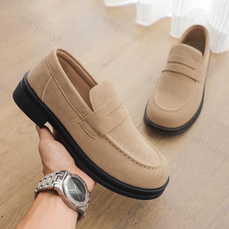 Fashion Retro Business Casual Shallow Mouth Thick Soled Shoes for Men 2025 Autumn New Comfortable Versatile British Style Loafers Shoes