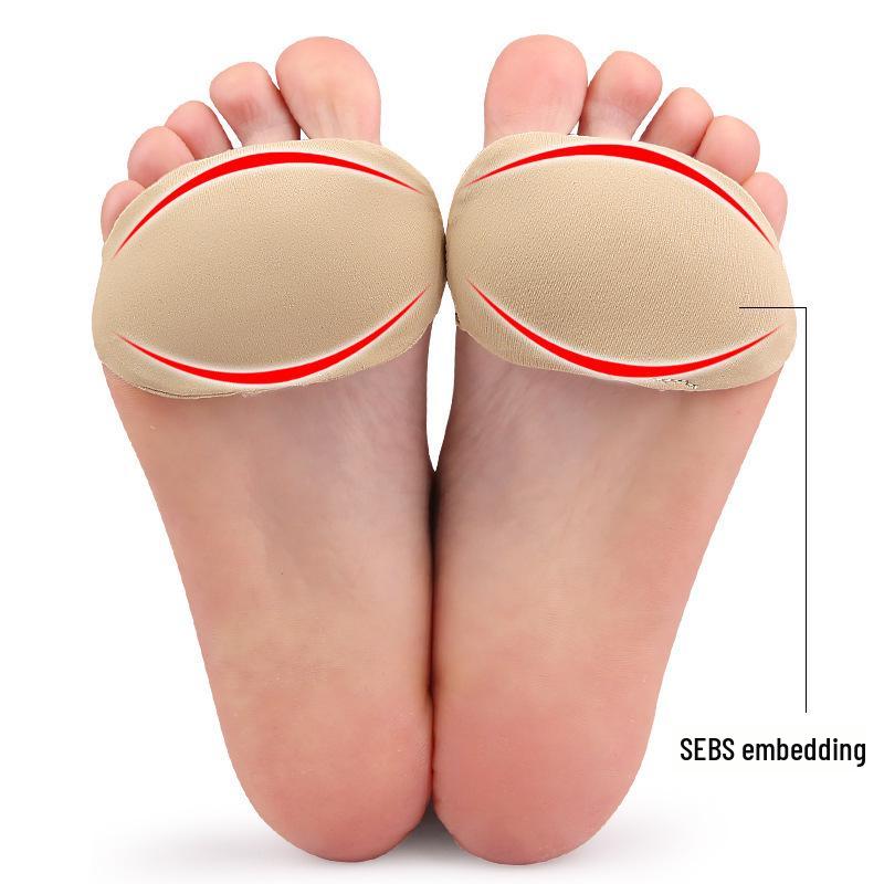 Women's High-Heel Three-Hole SEBS Forefoot Pads - Thickened, Anti-Slip, Anti-Wear, Half-Size Protection.