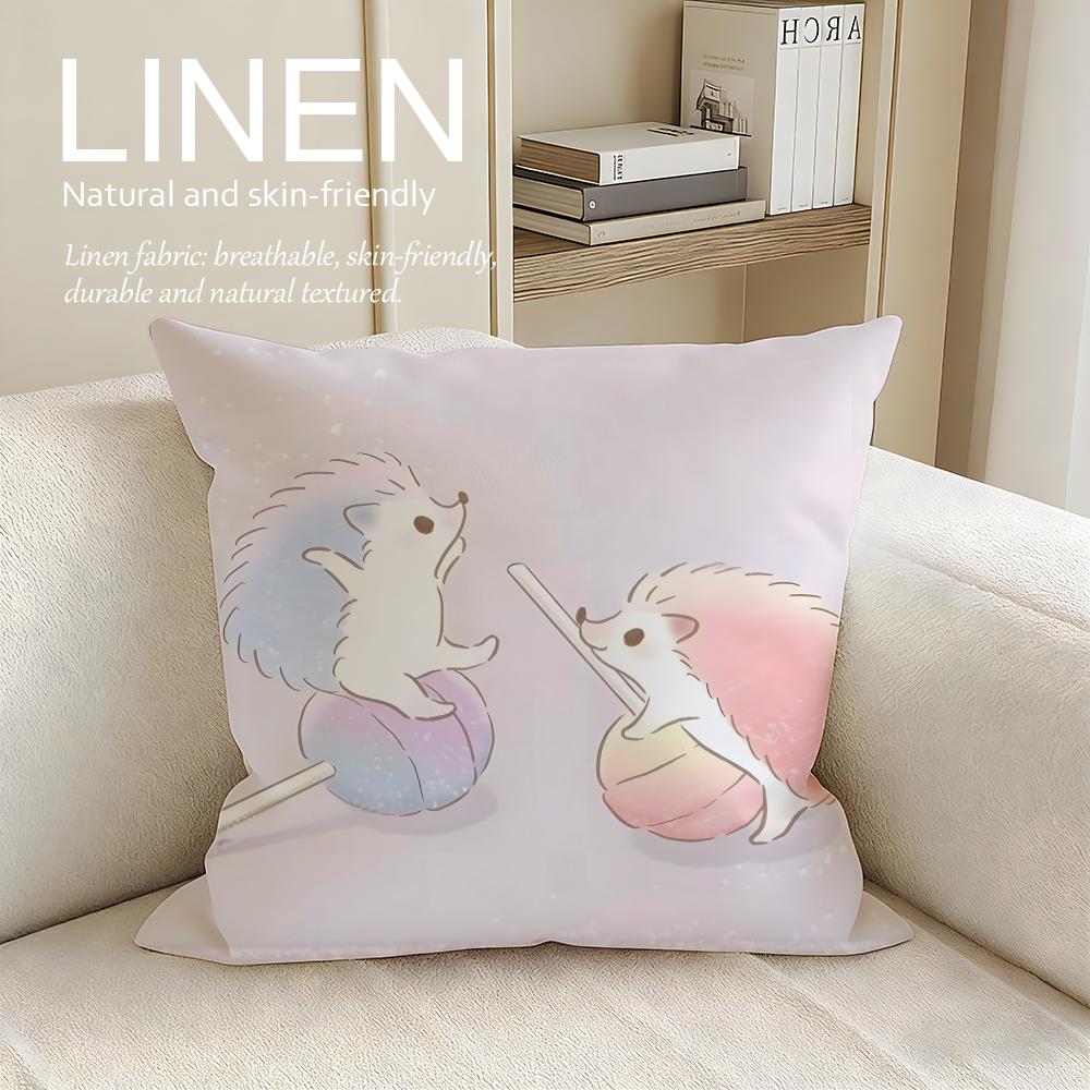 Cute Bokko Hedgehog Cushion Cover Pillowcase Set Pcs x x Breathable Washable Sofa Cushion Cover