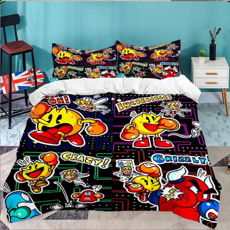 3PCS Game PAC Bedding Set,Including 1pc Duvet Cover And 2pcs Pillowcases Perfect for Bedroom, Dormitory, Large size Fan Christmas gift