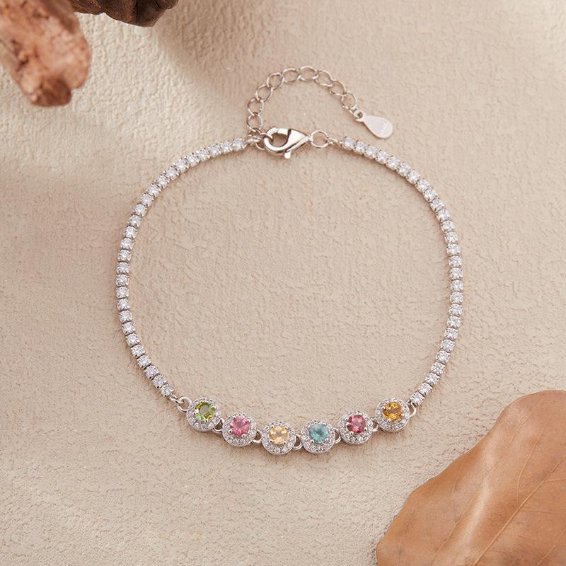 Natural Tourmaline Color Treasure Bracelet Women'S S925 Sterling Silver Candy Color Gem Jewelry Bracelet Factory