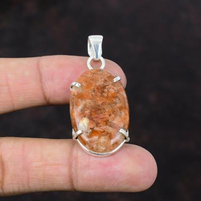 Sonnenstein-Anhänger aus 925er Sterlingsilber, wunderschöner Schmuck, handgefertigter einzigartiger Design-Anhänger, Edelstein-Anhänger, Geschenk für Mädchen, erstaunlicher Schmuck