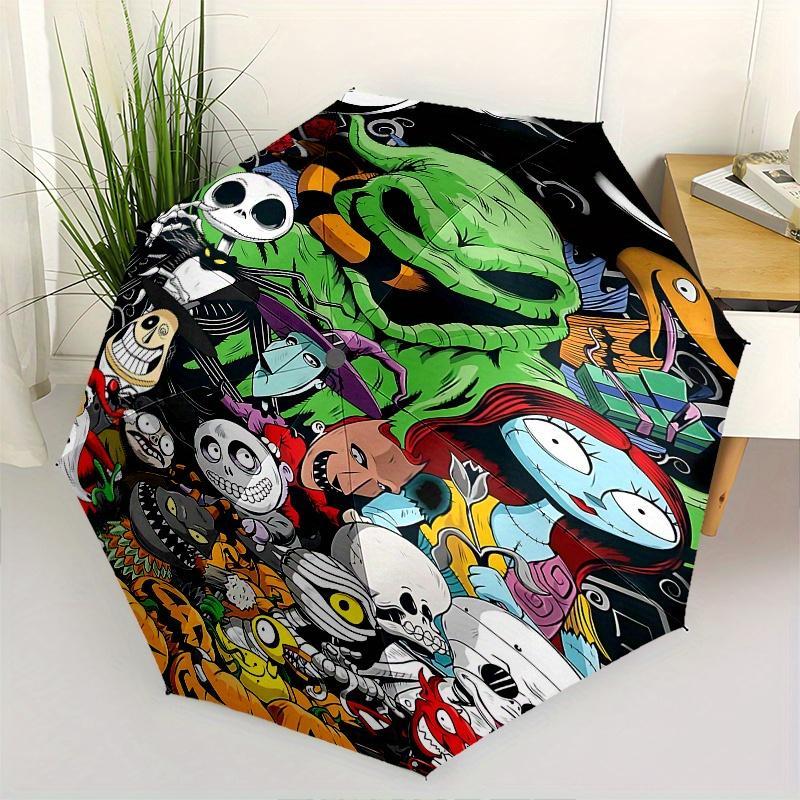 

1 Auto Open Nightmare Before Christmas, Halloween Themed Colorful 8-rib Portable Umbrella for Men and Women, A Compact Commuting Companion S