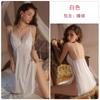 Women's Silky Satin Deep V Push Up Padded High Slit Sleep Dress with Robe Lounge Set
