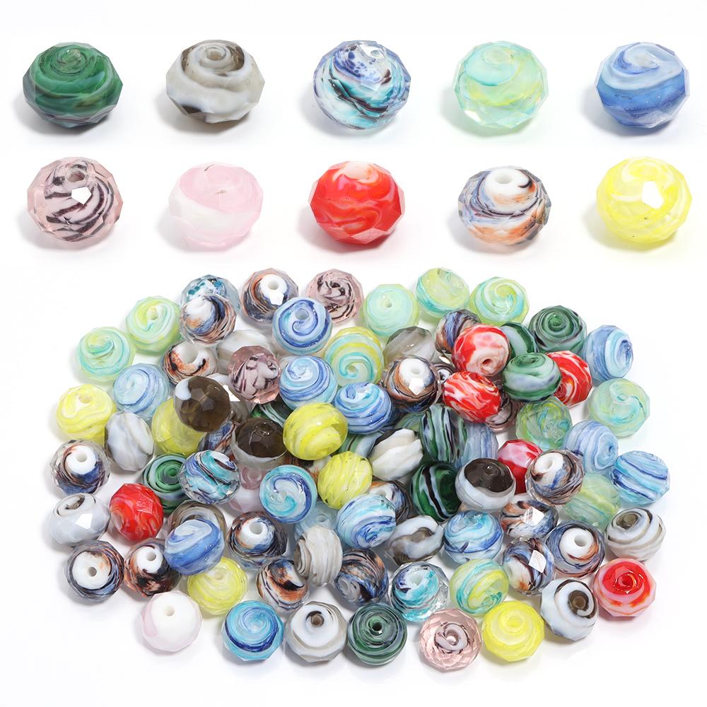 10pcs/lot Color Lampwork Abacus Beads Faceted Spacer Glass Bead for Beaded Jewelry Making Findings DIY Charms Bracelet Necklace